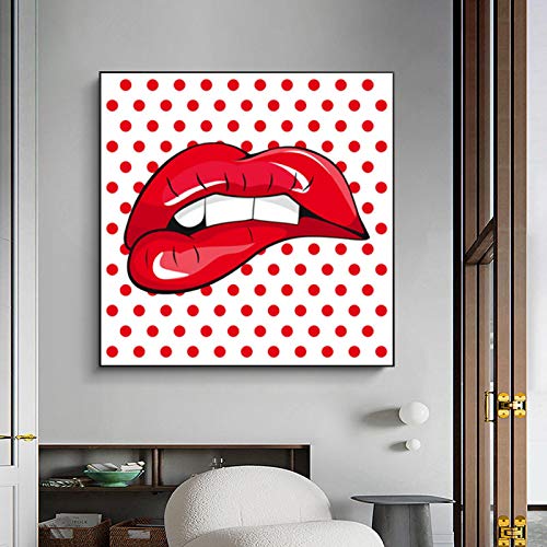 Affiches et gravures mur photos lèvres rouges art moderne peinture sur toile abstraite 70x70