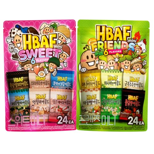 [Official Gilim HBAF] Variety Gift Sweet 24Pack + Variety 24 Pack Seasoned Almonds On-the-go Nut Protein Snack, Child After-School, Office, Trip Camping Snack | Korean Souvenir (48 Pack)