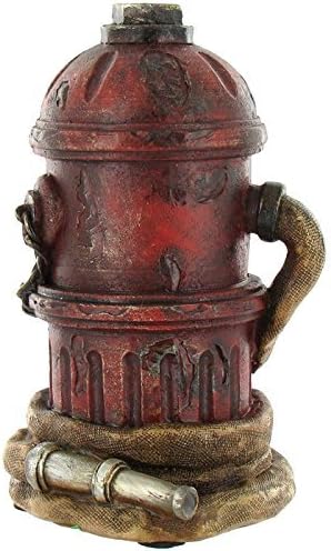 Red Brown Black Fire Hydrant Fire Hose Firefighter Coin Bank