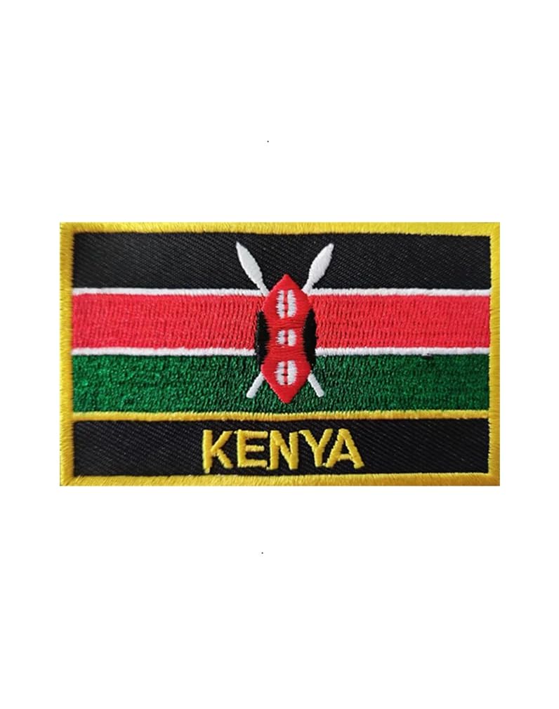 Uijokdef1 PCS Kenya Flag Patches Iron On or Sew On Embroidered Tactical Military National Kenya Patch (Kenya)
