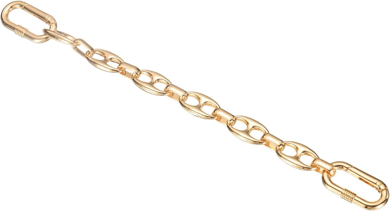 uxcell Purse Strap Extender 8.7-Inch, Bag Extender Chain Light Gold, Metal Bag Replacement Handbag Chain with Spring Buckle for Purse Handbags Shoulder Bag Decoration, Flat Style