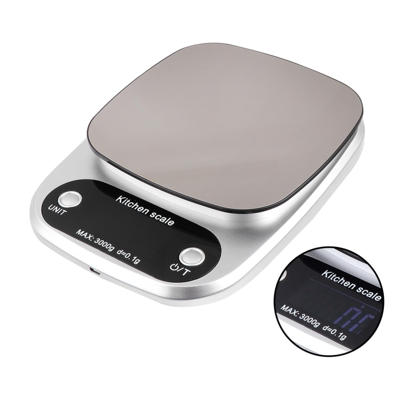 Báscula de Cocina Digital Recargable con Pantalla LCD de Acero Inoxidable para Pesar Alimentos con Alta Precisión y Sensores Sensibles