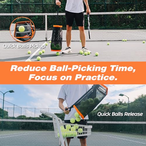 image for ZUKNC Lightweight Tennis Ball Hopper – Holds 50+ Tennis Balls or 40+
