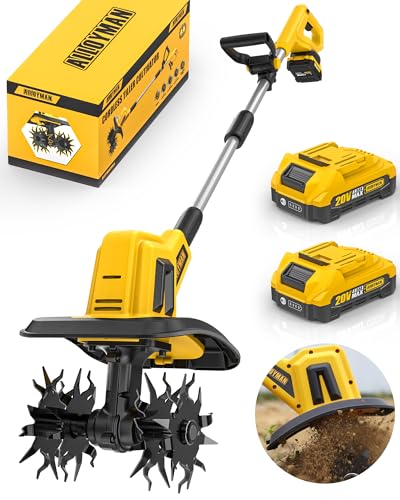 Alloyman 20V Cordless Tiller Cultivator, 360RPM Electric Garden T...