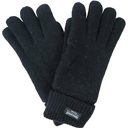 Debra Weitzner Mens Knit Wool Gloves Texting Thinsulate Lining Black Large/XL