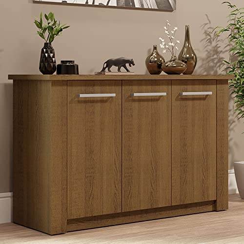 خزانة جانبية للبوفيه مع 3 أبواب، أثاث غرفة الطعام من الخشب من ماديسا، 119 × 79 × 42 سم - بني
