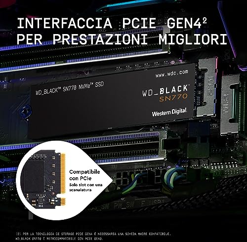 SN700 500GB SSD Interno, M.2 2280 NVMe SSD con velocità fino a 5000 MB/s, 4850 MBs in scrittura, alte prestazioni per gaming, con PCIe Gen 4.0, SSD Gaming, Nero - Hdd - Immagine 2