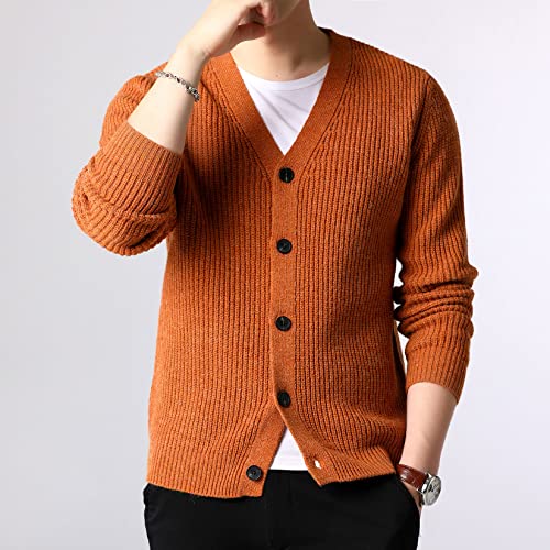 Lu's Chic Men's Long Sleeve Sweater Button Front Cardigans Ribbed Knit Slim Fit V Neck Cardigan Sweater Knitwear2