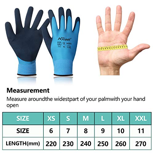 DS Safety Arbeitshandschuhe Herren und Damen - Wasserdichte Gartenhandschuhe mit Schaumlatex und Gummibeschichtung Handschuhe (1 Paar-Blau) Größe 7/S