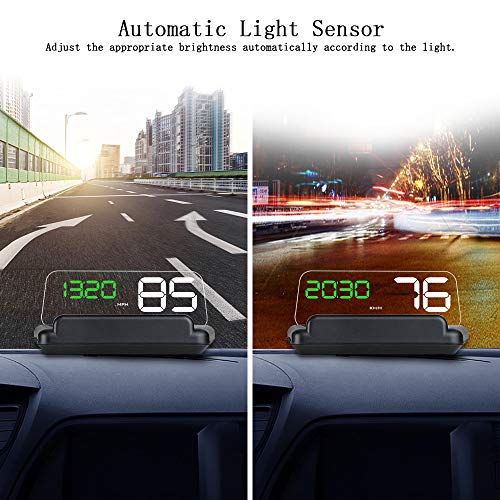 Zwbfu Display de HUD para carro, display de cabeça para cima Velocímetro de alta definição Ferrament