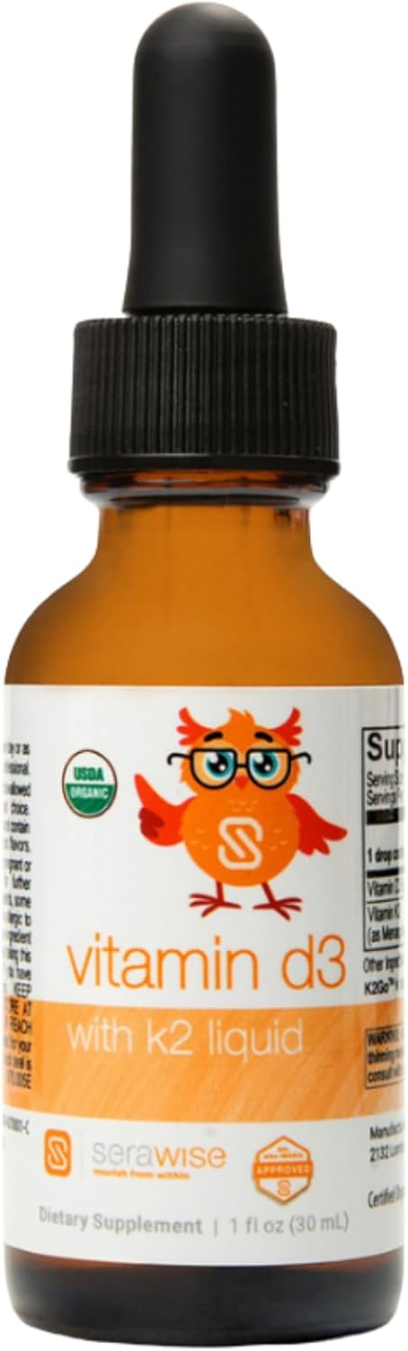 Organic Liquid Vitamin D3 with K2 by Dr. Ana Maria Temple | Supports Strong Bones and Immune Health | USDA Certified Organic | Olive Oil Base for Enhanced Absorption | 1 Fl Oz