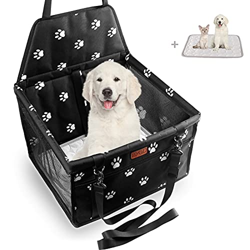 BYGD Dog Car Seat, with Upgrade Support Rod, Breathable and Foldable Pet Car Basket with Cushion, Pet Dog Car Portable Seat, Suitable for Small and Medium Pets
