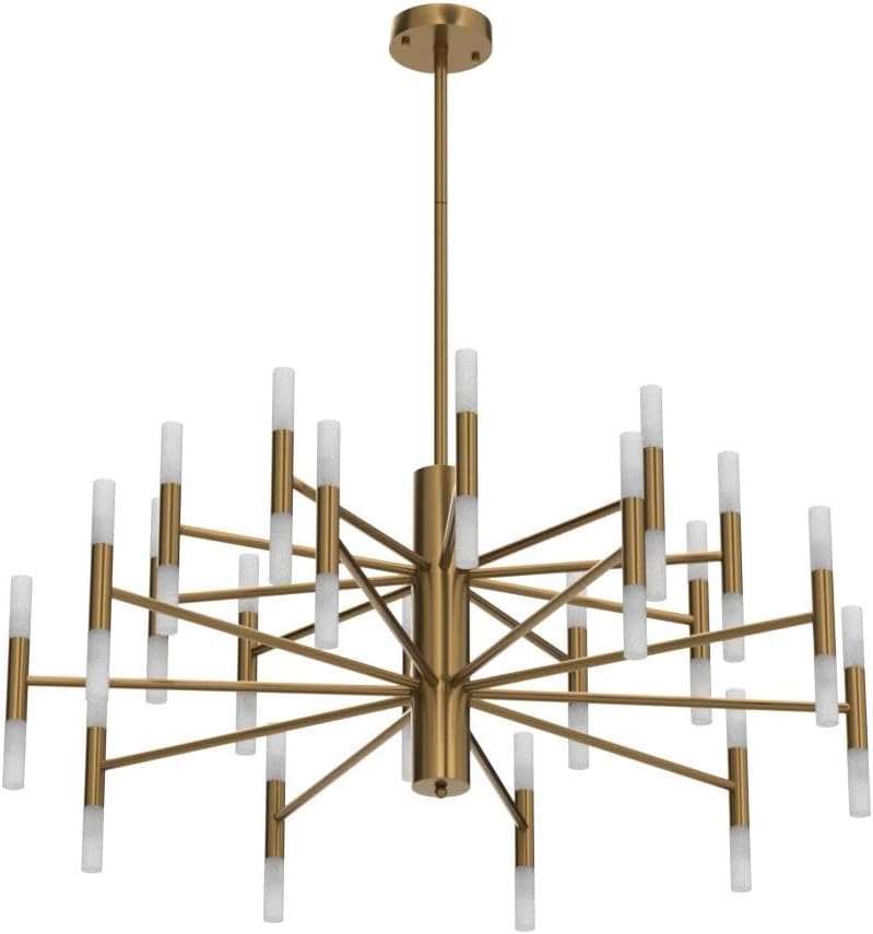 KCO Lighting Brushed Brass 40-Lights LED Sputnik Chandelier Mid Century Modern Chandelier Gold Round Pendant Light Vintage Industrial Flush Mount Ceiling Light Fixture