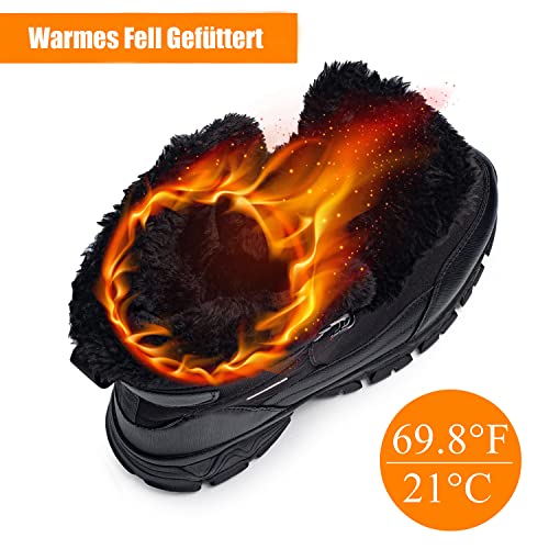 SHULOOK Winterstiefel Herren Wasserdicht Warm Gefüttert Winterschuhe Herren Schneestiefelrutschfeste Hohe Wanderschuhe Outdoor Schuhe Winter für Wandern Arbeiten Camping (Schwarz EU 43)