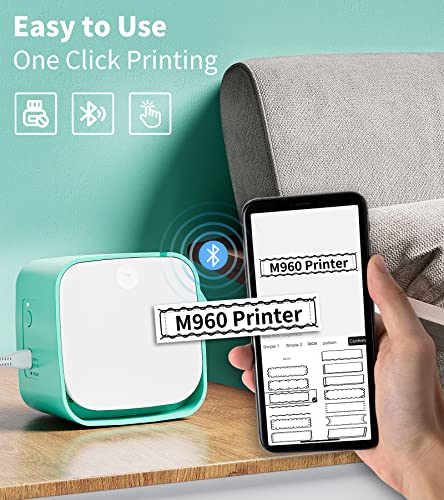 Vixic M960 Label Maker, Green Bluetooth Thermal Label Maker Machine With Tape, Small Mini Portable Label Printer Multiple Templates Font Icon For Home School Office Organization, Inkless Rechargeable #TOP2