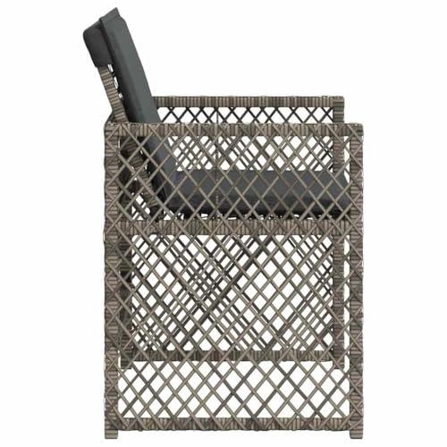 Chaise de jardin résistante aux intempéries en rotin gris avec coussin lavable - 7
