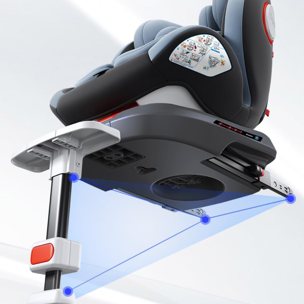 360°Drehbarer Autositz Kindersitz mit Verstellbarer Kopfstütze,Multifunktional Verstellbarer Babysitz mit Abnehmbarem Sitzbezug,Verdeck und Fußstütze,mit Fußstütze(Schwarz - Premium Version)
