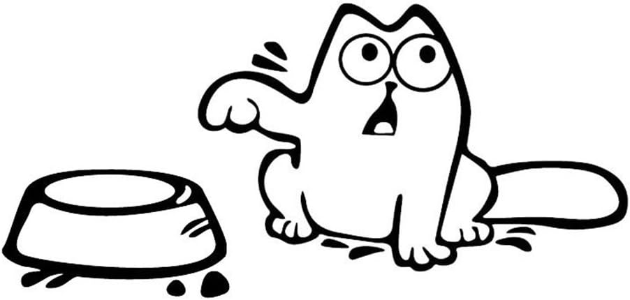 (Simon's Cat Decal Hungry Feed Me!) Funny Cat Car Stickers -White