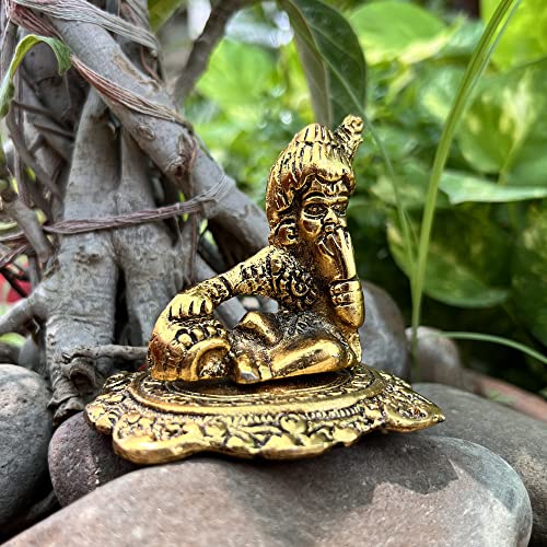 Image of Wonder Care Lord Krishna Statue Krishna Metal Idol Figurine-Hindu God of Love and Divine Joy Idol for Indian Religious Festival- Home Decor Item