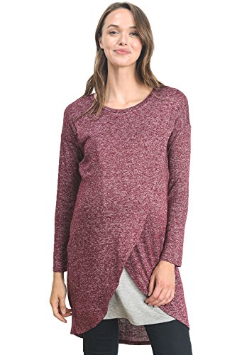 Product Image of the HELLO MIZ Women's Sweater Knit Long Sleeve Maternity Nursing Tunic Dress