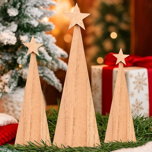 3 Stück Künstlicher Weihnachtsbaum Holz, Weihnachtsdeko Holz,...