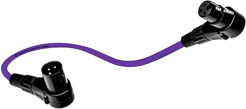 Cable XLR equilibrado en ángulo recto macho a hembra en ángulo recto  1 pie morado  conector de micrófono Pro de 3 pines de 90 grados para interfaz