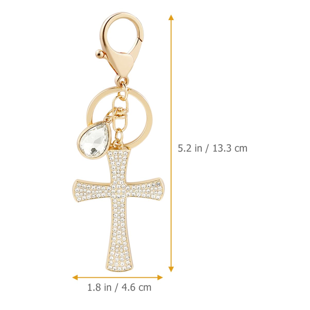 CALLARON Kreuz Schlüsselanhänger Kreuz Für Auto Auto-schlüsselanhänger Glänzender Schlüsselanhänger Schlüsselbund Kreuzschlüsselhalter Kreuz Charme Strasssteine Golden