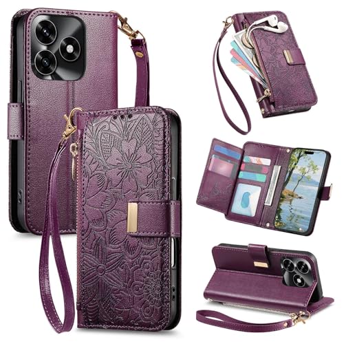 Housse Honor X5C Plus portefeuille à fleurs pour sorties et voyages