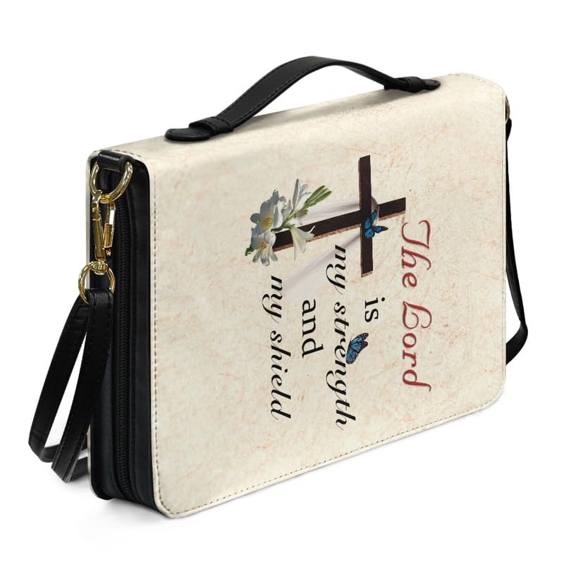 Kuiaobaty Butterfly Cross Print Bibles Storage Bag with Pen Phone Pockets, Blue Morpho Butterflies Bible Protective Church Book Sleeve for Women Men — image 1