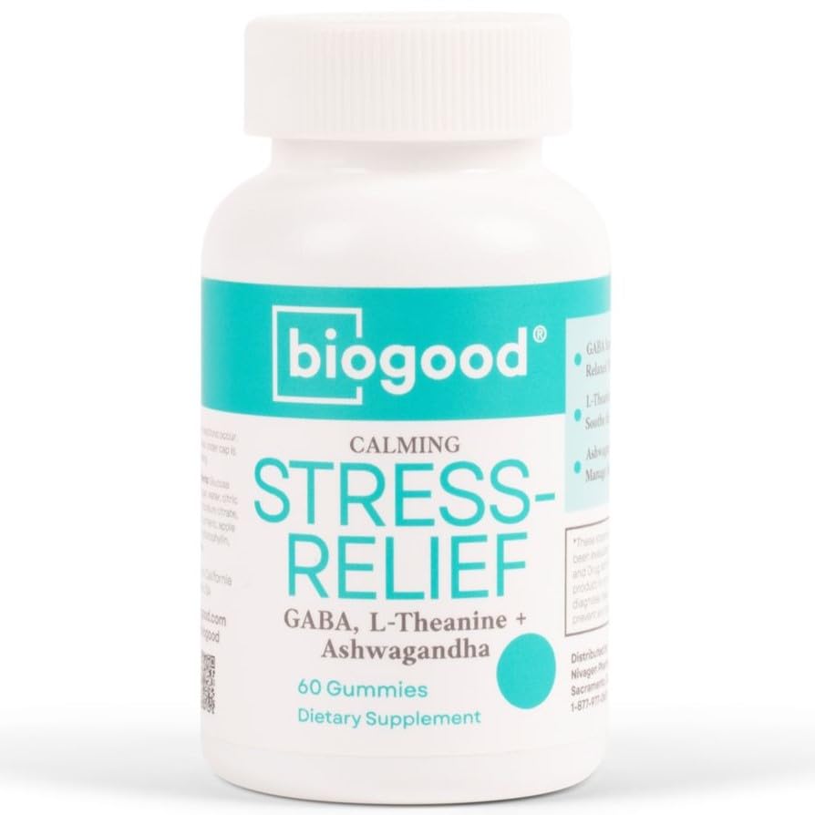 Stress-Relief with Ashwagandha + L-Theanine, GABA | Daily Dose, 60 Gummies