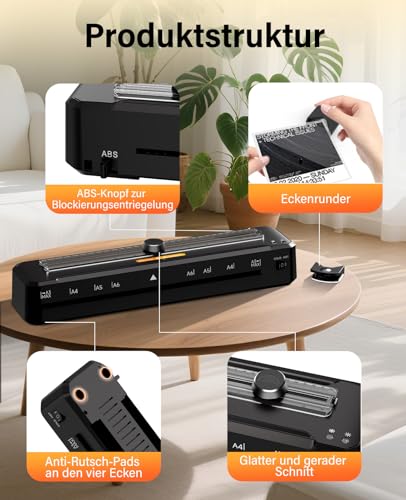 MAXDONE Laminiergerät, A3 Laminiergerät Eingebauter Cutter, Laminiermaschine mit 10 Folien und Eckrunde, 2 Walzen System, Schnelles Aufwärmen, Laminator für A3 A4 A5 A6 Schule Dokumente Zuhause Foto