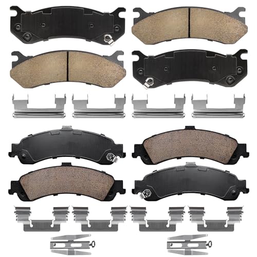 Detroit Axle - 4pc Brake Pads for Chevy Silverado GMC Sierra Avalanche Suburban Yukon XL 1500 Tahoe Cadillac Escalade ESV EXT, 4 Front and Rear Ceramic Brake Pads Replacement by Detroit Axle - Image 6