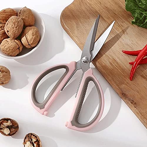 Forbici da cucina Forbici da cucina in acciaio inossidabile per uso domestico Forbici affilate grandi multifunzionali (rosa)