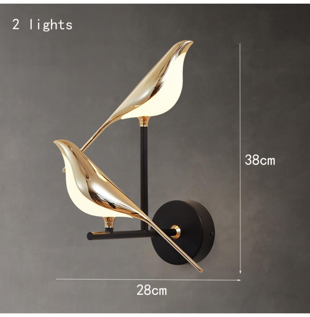 Lámpara de pared de pájaro nórdico Retro Simple LED Diseño creativo, la lámpara de aplique puede girar para decorar la sala de estar, el dormitorio, el pasillo (2 novias)