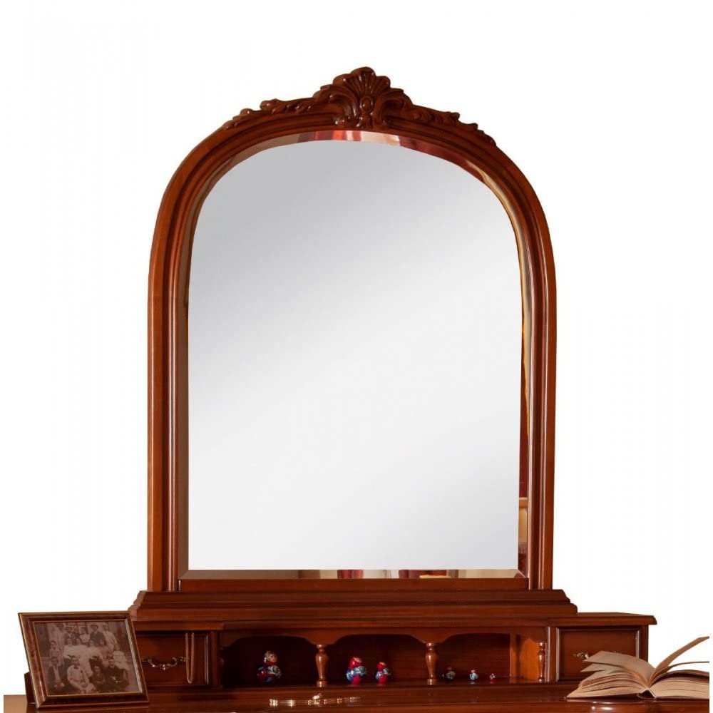 SIMEX FurnitureArcad Collection - Mirror frame with drawer box - Solid Wood - Beech Wood Furniture, Natural Brown - Bed Room