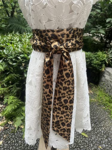 Leopard Print Satin Sash Belt For Dresses4