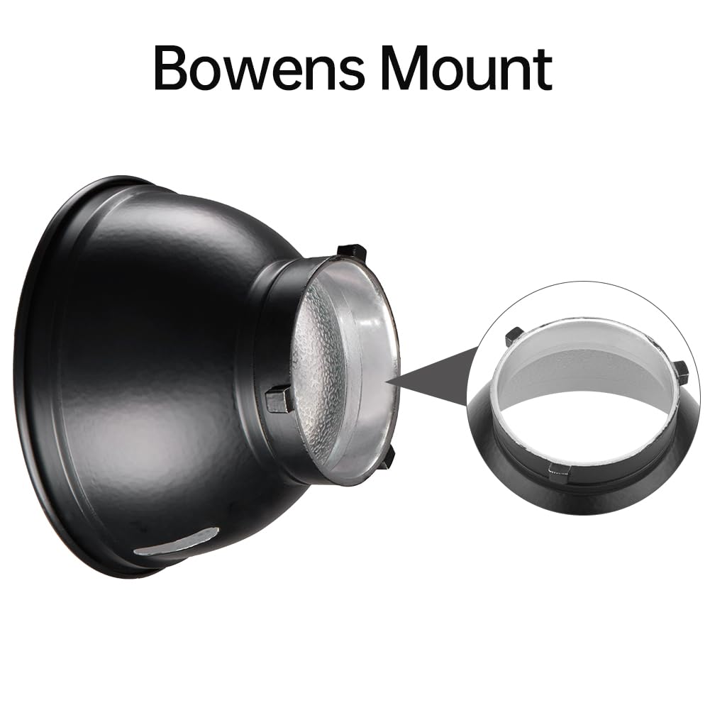 Réflecteur Standard 7,9 Pouces Avec Monture Bowens - Trou Parapluie, Surface Alu Argenté