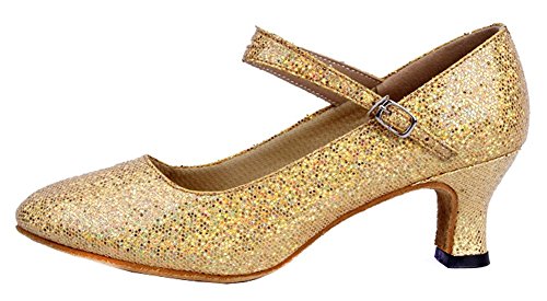Honeystore Women's Soft Ground Mary Jane Glitter Dance Shoes2