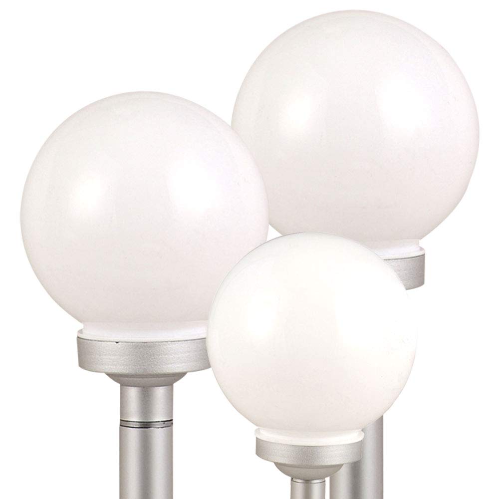 3er Set LED Solar Außenleuchten Balkon Beleuchtung Gartendeko Stecklampen Kugeln weiß 15 und 20 cm