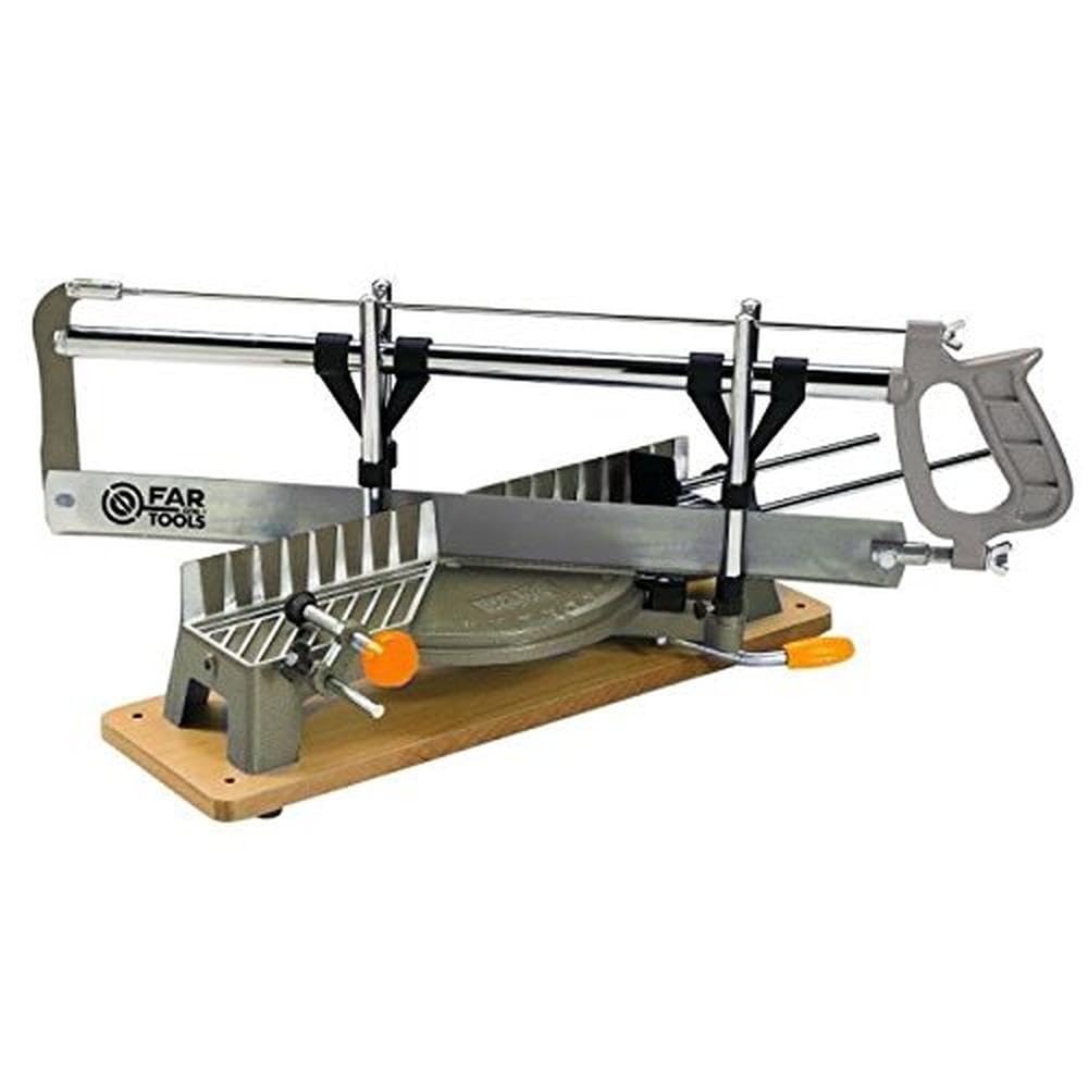 Fartools One Scie à onglet manuelle 550x45mm (14TPI), capacité de coupe maxi 90°=160x100mm & 45°=100x100mm, table de 395x75mm, avec patin caoutchouc anti-dérapant
