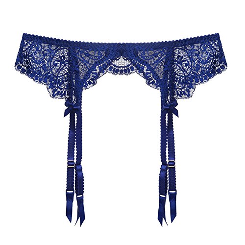 Varsbaby Women Sexy Lace Suspender Garter Belt for Thigh High Stockings(N034SL-XL-Blue)