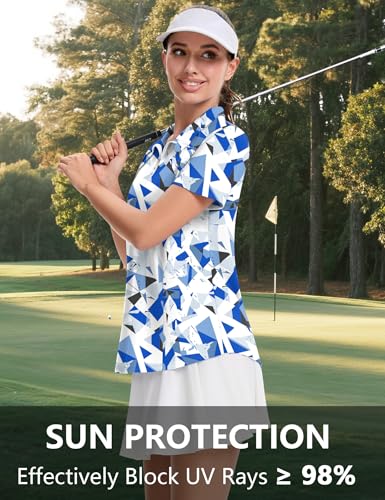 Image of LOMON Womens Golf Polo Shirts Summer Short Sleeve 1 /4 Zip Tops Moisture Wicking Casual Tennis Activewear with Pockets