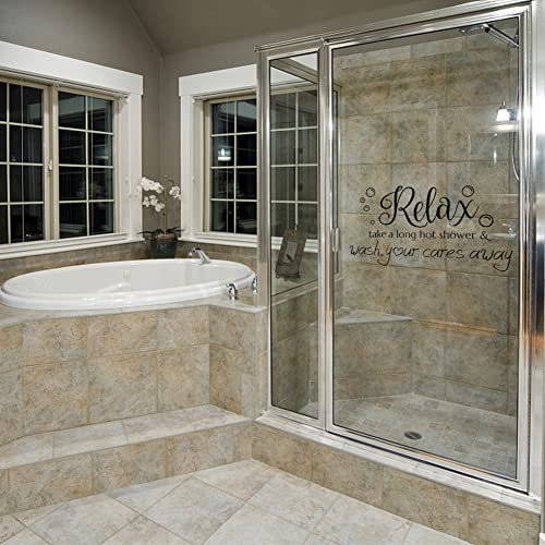SUPERDANT Bathroom Wall Stickers Relax Shower Wall Decals Take a Long Hot Shower Decals Stickers for Walls Vinyl Lettering Transfer Sticker for Bathtub Bathroom Decor Housewarming Gift - Image 3