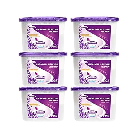 Lavender Vanilla Moisture Absorber Box,Odor Eliminator and Dehumidifier Boxes for Closet,Bedroom,Kitchen,Bathroom-6 Packs,Cups - Traps Moisture for Fresher, Cleaner Air Cover