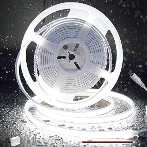 COB LED Strip Daylight White 6000K DC24V,PAUTIX 5M 504LEDs/M Waterproof IP67 Neno Strip Lights CRI90+ Flexible Silicone DIY Light Tape for Indoor Outdoor Lighting Decoration(Power Supply NOT Included) Cover