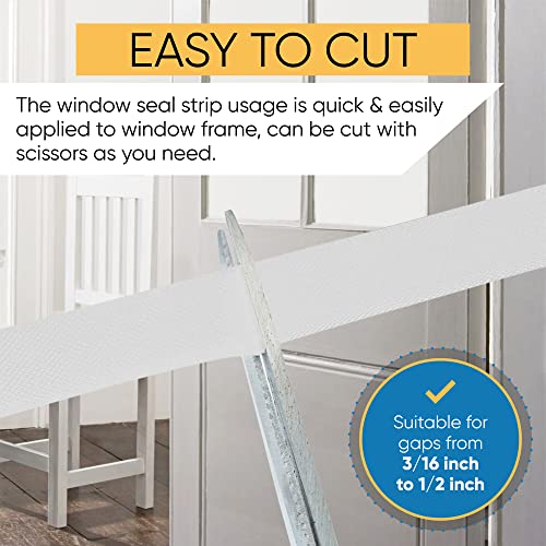 Adhesive V Shape Weather Stripping Weatherstrip, Flex Seal Strip Foam Door Frame Insulation Side Jamb Bottom Groove Gap Filler Soundproof V Weatherstripping (White, 1/2 In X 1/2 In X 26 Ft) #TOP6