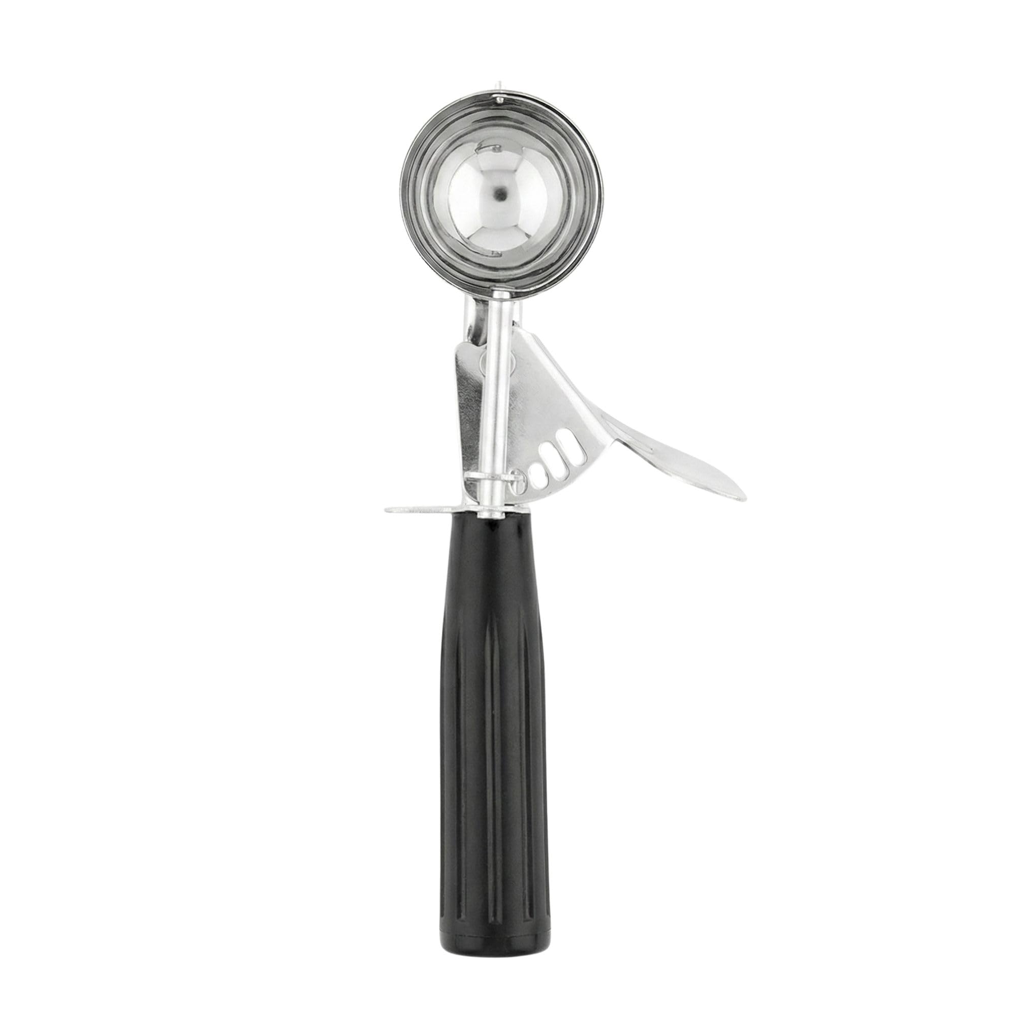 Restaurantware 1.1 Ounce Portion Scoop, 1 Trigger Release Stainless Steel Cookie Scoop - With Black Handle, Stainless Steel Disher, For Portion Control, Cookie Dough, Cupcake Batter, Or Ice Cream