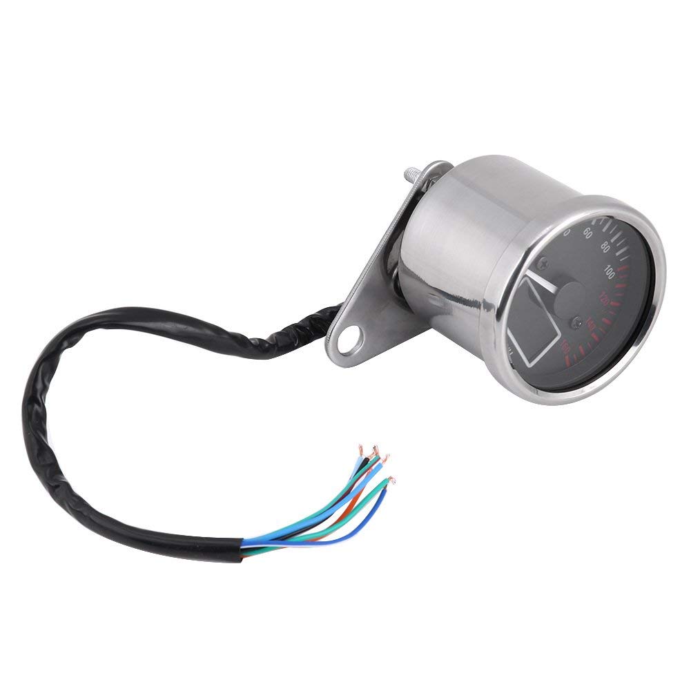 KIMISS Velocímetro digital LED LCD para moto, universal 0-160 km/h, cuentarrevoluciones cronometro, cromado retro, pantalla clara y fácil instalación