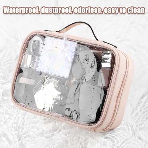 Lychii TSA Approved Toiletry Bag, Clear Travel Bag for Liquids Toiletries, Makeup Cosmetic Bag Organizer, Carry on Travel Accessories Essentials, Pink4