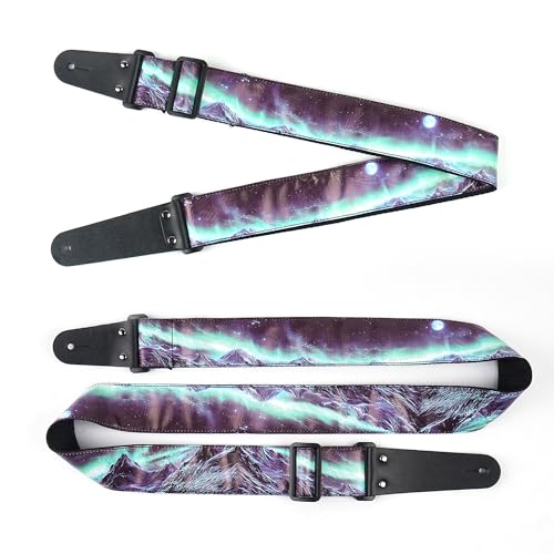 Image of Adjustable Guitar Strap Includes 2 Strap Locks & 2 Matching Picks & 1 Picks Holder & 1 leather Strap Button.